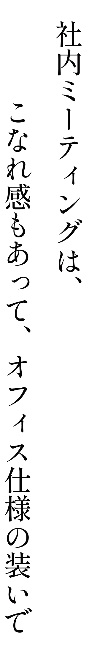 社内ミーティングは、こなれ感もあって、オフィス仕様の装いで