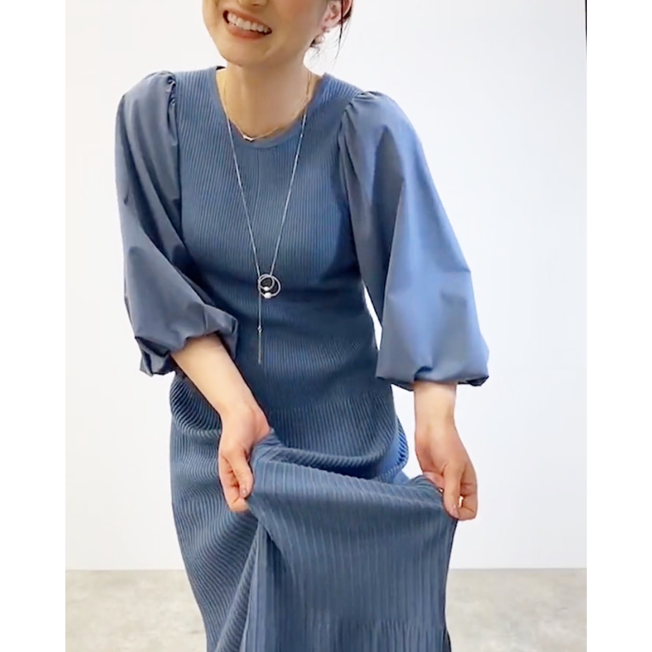 stola.】ストラ ワンピース 楊柳シャンブレー レース タグ付き未使用品 