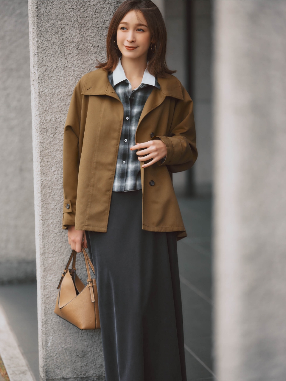 Stand Collar Short Trench Coat