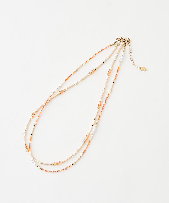 Sale 2連 2本セット カラフル ショート ネックレス ビーズ ベロア巾着付き ペンダント レディース 首飾り 年末年始大決算 カラフル