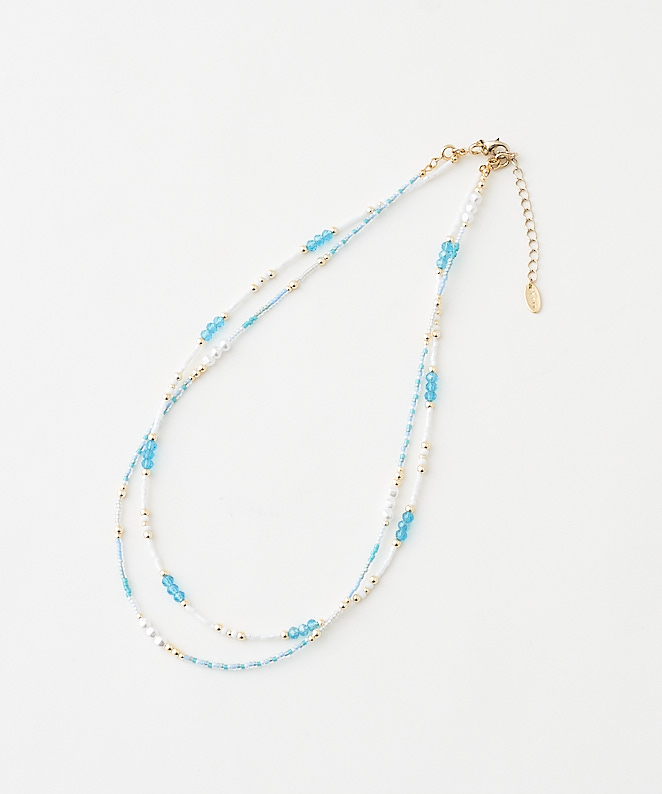 Sale 2連 2本セット カラフル ショート ネックレス ビーズ ベロア巾着付き ペンダント レディース 首飾り 年末年始大決算 カラフル