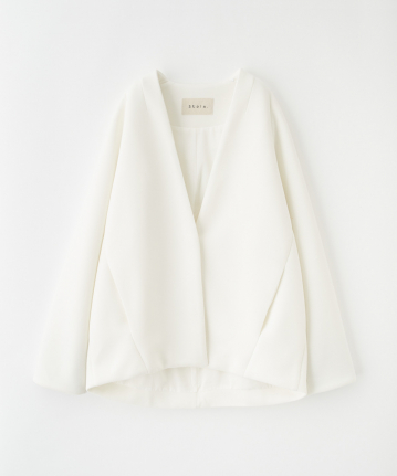 ノーカラーカットソーコーディガン