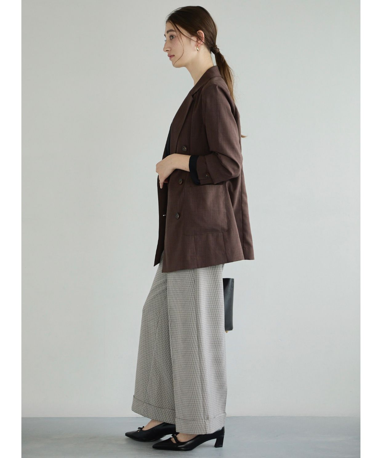 [美品]stola.麻混ダブルジャケット 36 美品]stola.麻混ダブルジャケット 36 麻調ダブルジャケット