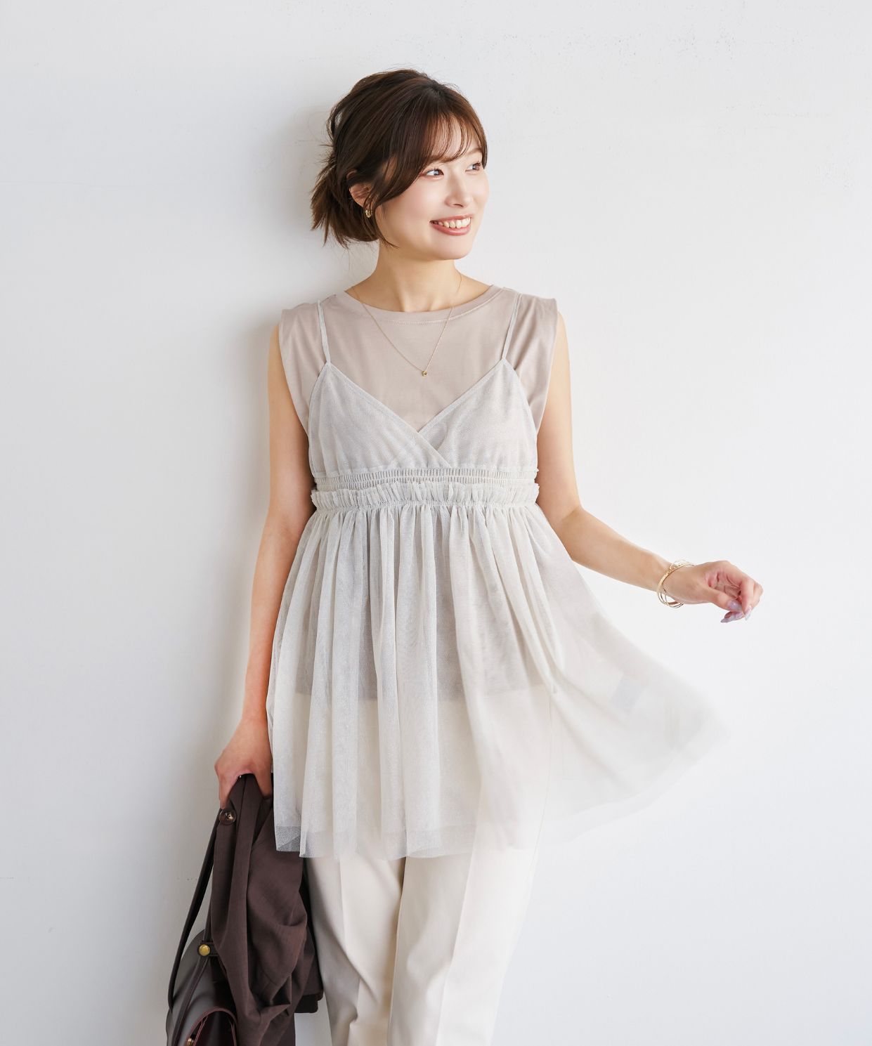 トップス WK 肩タック入りノースリーブカットソープルオーバー｜Stola