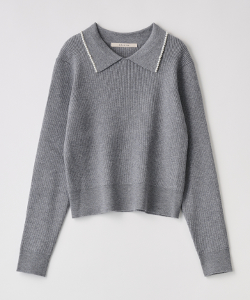 衿付きニットプルオーバー(オンライン限定カラー有り)